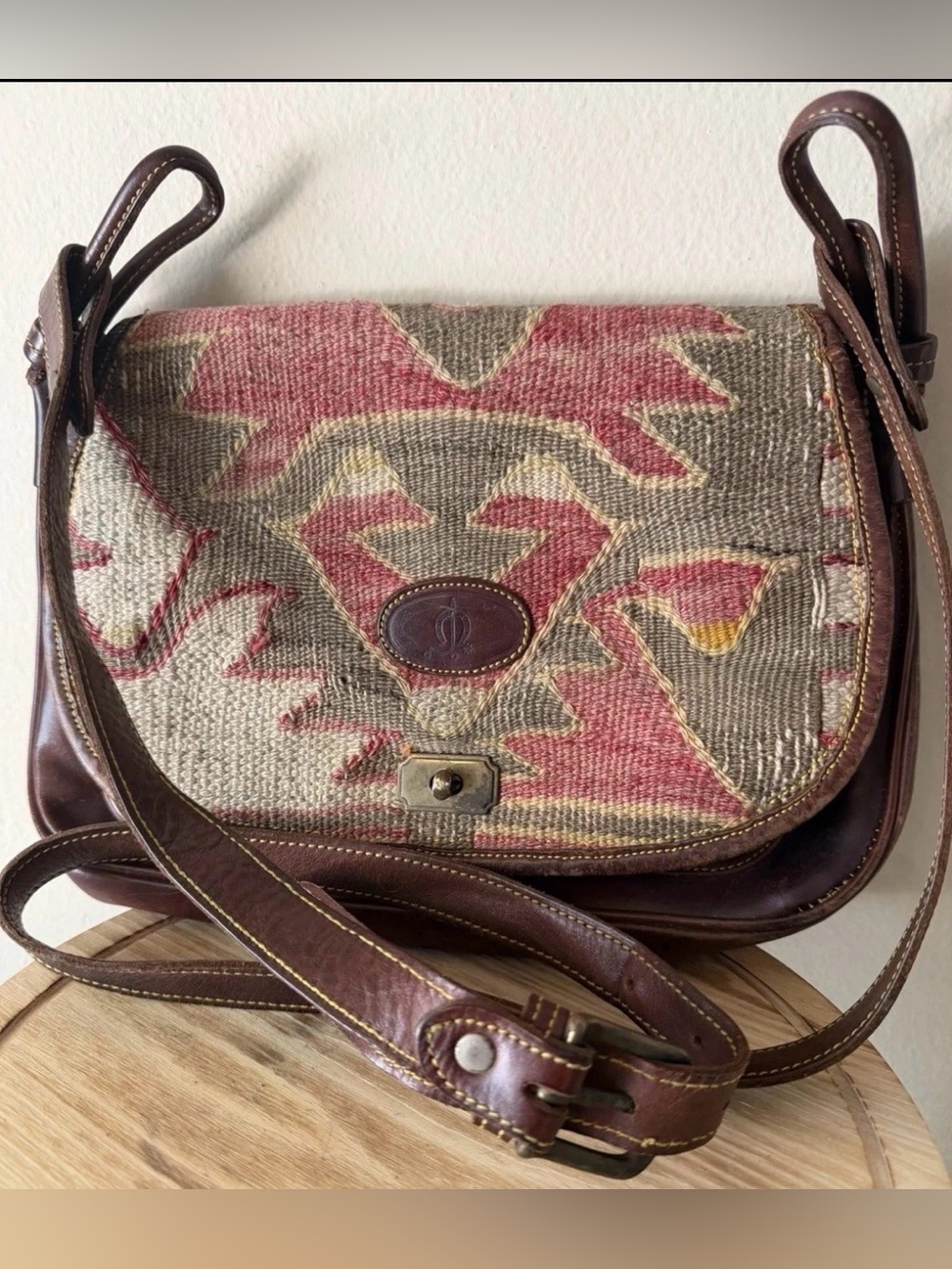 Vintage El Caballo 1892 Spanish Leather & Kilim Tapestry Saddle Bag